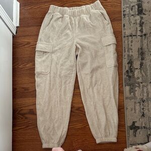 Beige waffle knit Cargo Joggers